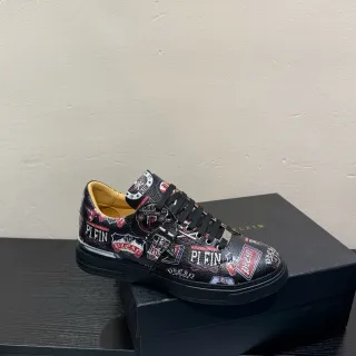 Philipp Plein लॉगो प्रिंट पैचवर्क काला लाइफस्टाइल स्नीकर