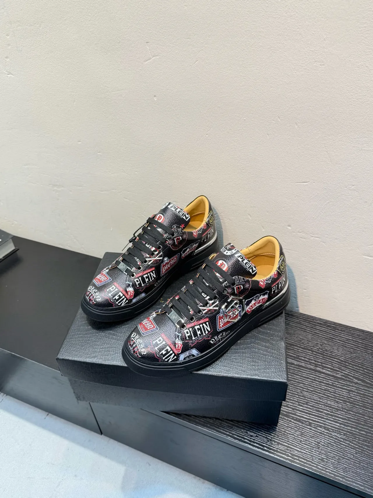 Philipp Plein Logo Print Patchwork Black Lifestyle Sneakers 3