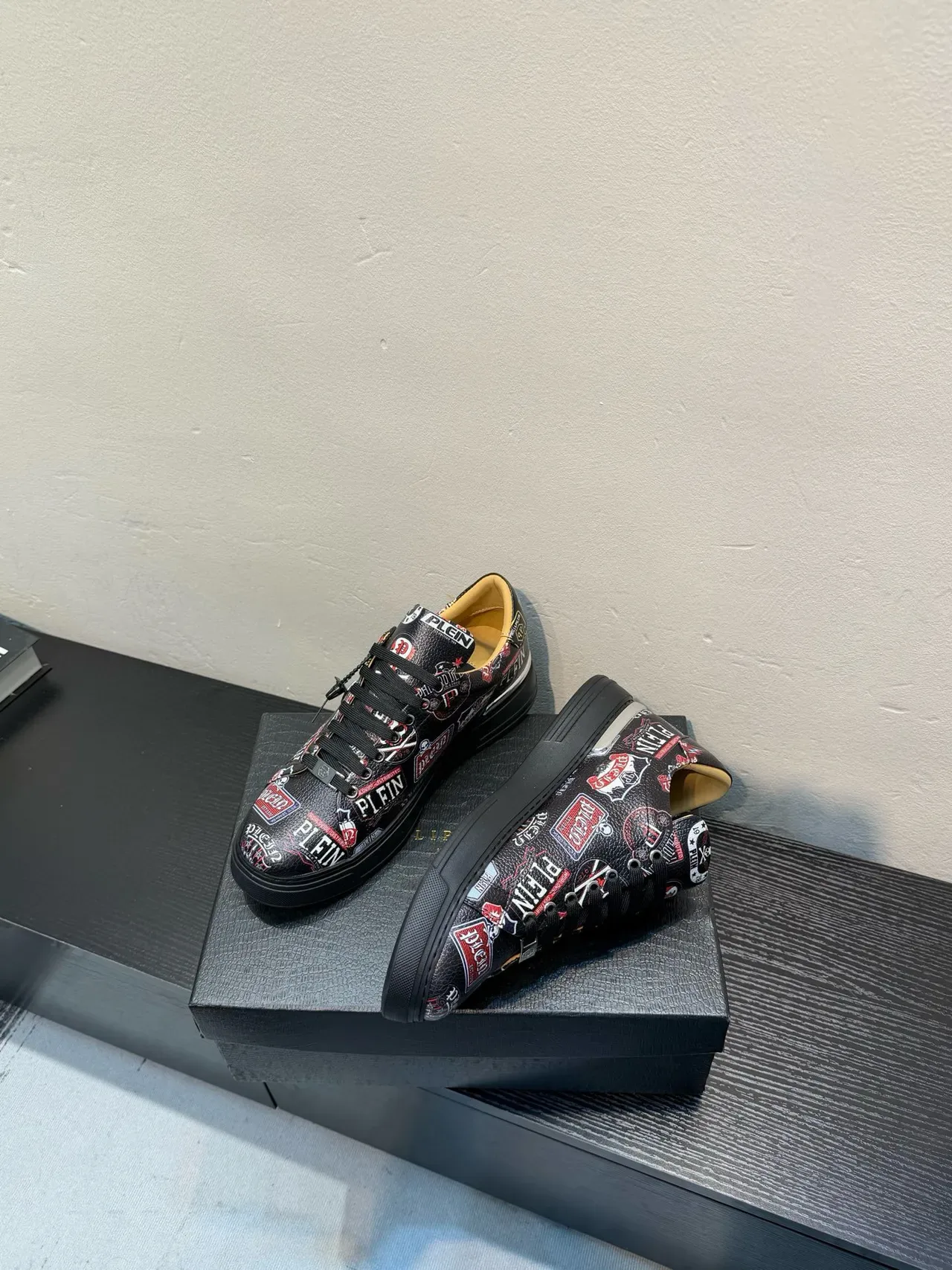 Philipp Plein Logo Print Patchwork Black Lifestyle Sneakers 4
