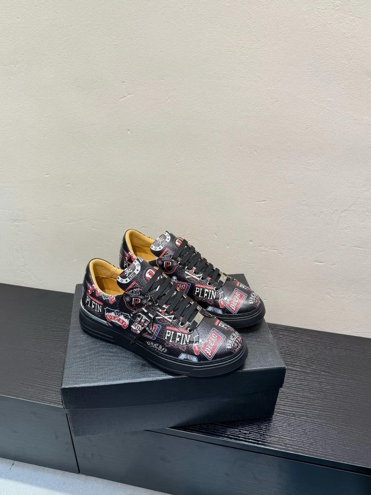 Philipp Plein Logo Print Patchwork Black Lifestyle Sneakers 5