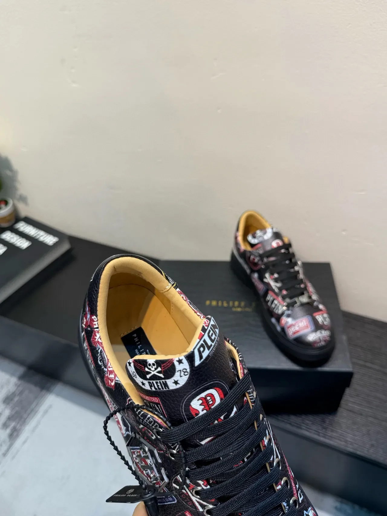 Philipp Plein Logo Print Patchwork Black Lifestyle Sneakers 7