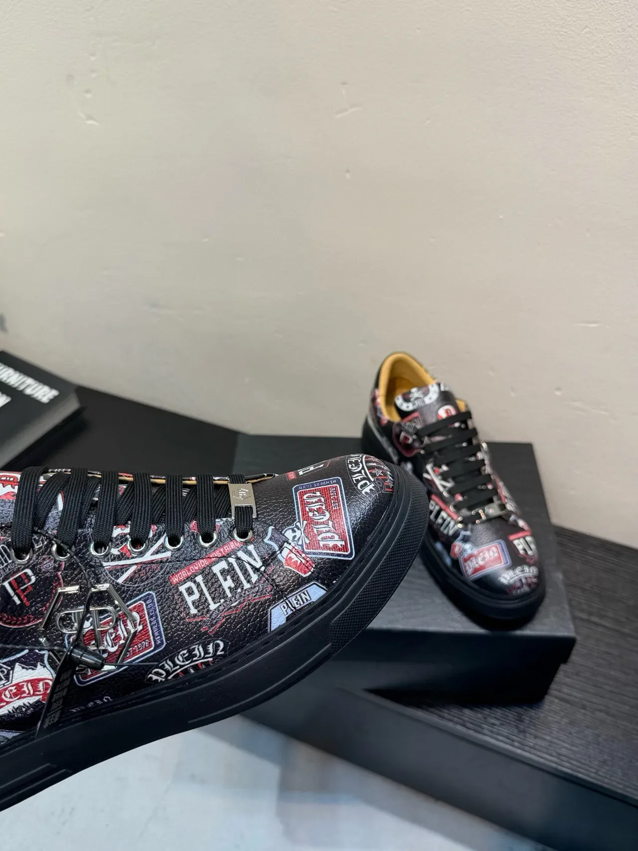 Philipp Plein Logo Print Patchwork Black Lifestyle Sneakers 8
