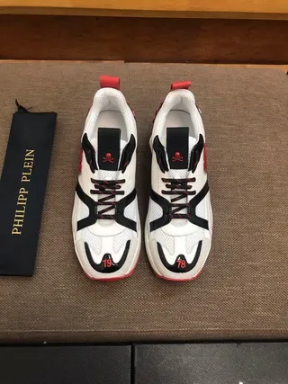 Philipp Plein PP Sport Suela blanca y negra Malla y recubrimiento sintético Zapatillas con suela gruesa 2