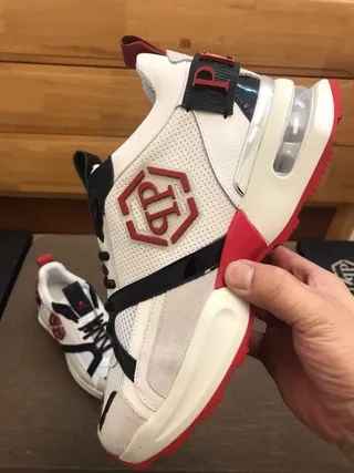 Philipp Plein PP Sport Suela blanca y negra Malla y recubrimiento sintético Zapatillas con suela gruesa 5
