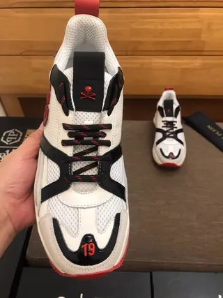 Philipp Plein PP Sport Suela blanca y negra Malla y recubrimiento sintético Zapatillas con suela gruesa 8