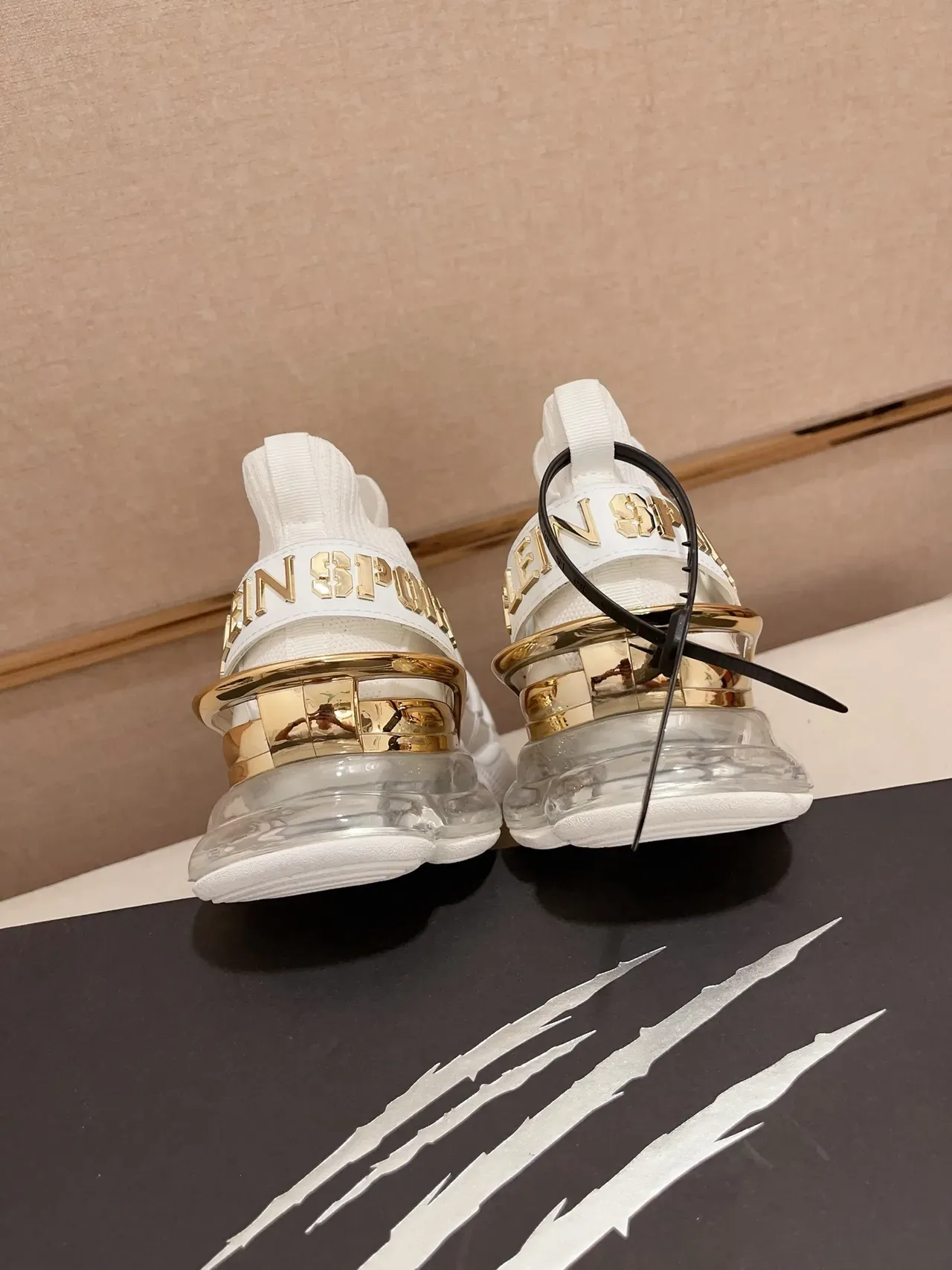 Philipp Plein Sport White and Gold Chunky Sneaker 3