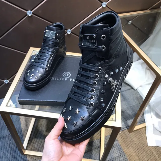 Philipp Plein খোপড়ি সিক্কা দেওয়া হাই টপ কালো লাইফস্টাইল স্নিকার 2