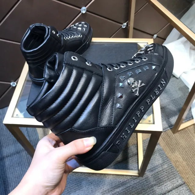 Philipp Plein খোপড়ি সিক্কা দেওয়া হাই টপ কালো লাইফস্টাইল স্নিকার 3