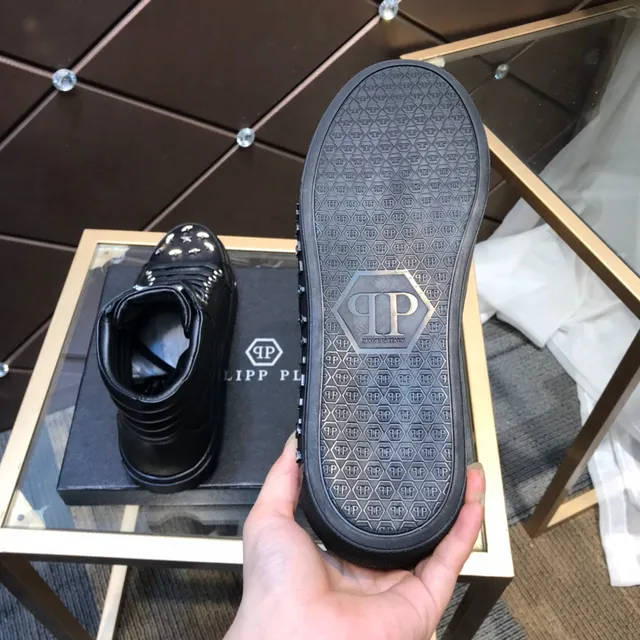 Philipp Plein খোপড়ি সিক্কা দেওয়া হাই টপ কালো লাইফস্টাইল স্নিকার 4