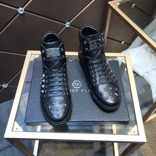 Philipp Plein খোপড়ি সিক্কা দেওয়া হাই টপ কালো লাইফস্টাইল স্নিকার 6