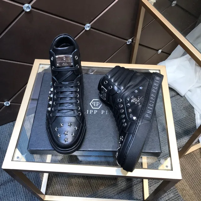 Philipp Plein খোপড়ি সিক্কা দেওয়া হাই টপ কালো লাইফস্টাইল স্নিকার 7