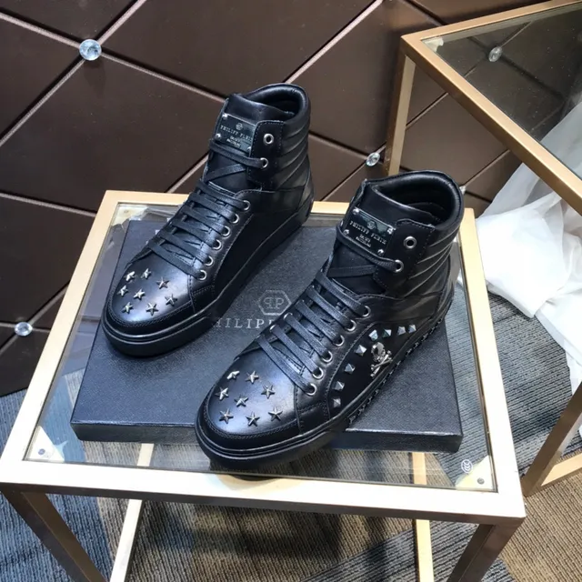 Philipp Plein খোপড়ি সিক্কা দেওয়া হাই টপ কালো লাইফস্টাইল স্নিকার 8