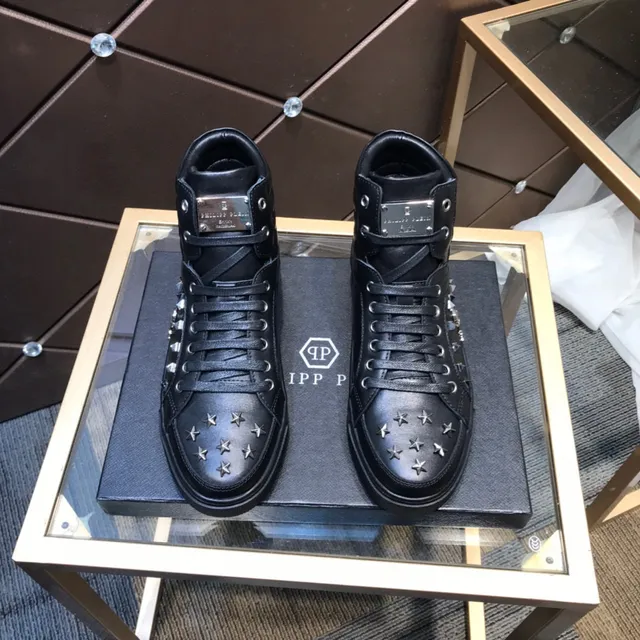 Philipp Plein খোপড়ি সিক্কা দেওয়া হাই টপ কালো লাইফস্টাইল স্নিকার 9