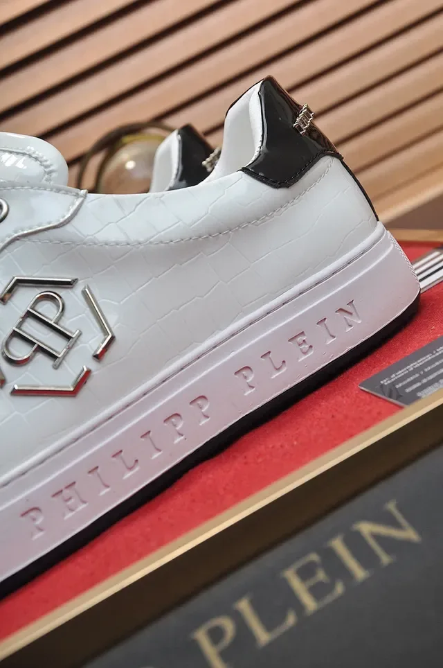 Philipp Plein White Croc-Embossed Leather Platform Lifestyle Sneaker 2