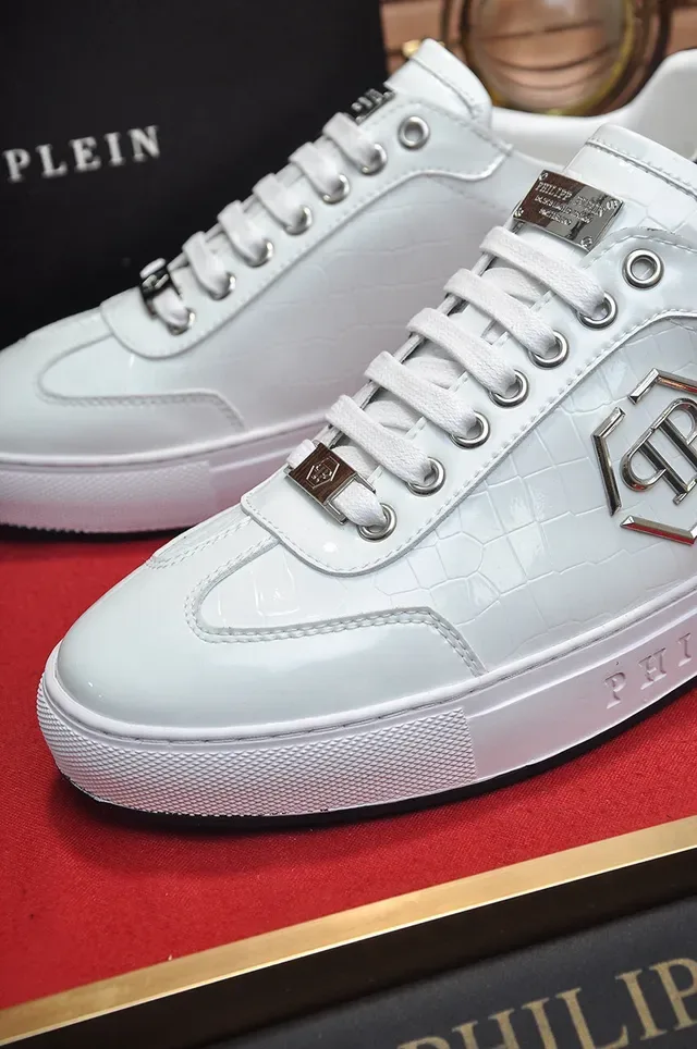 Philipp Plein White Croc-Embossed Leather Platform Lifestyle Sneaker 3