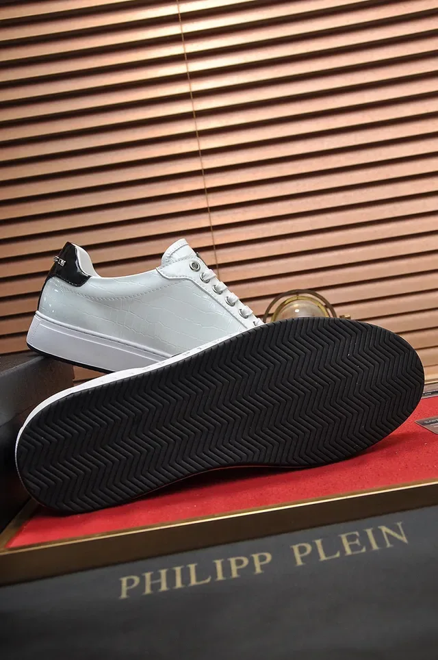 Philipp Plein White Croc-Embossed Leather Platform Lifestyle Sneaker 4