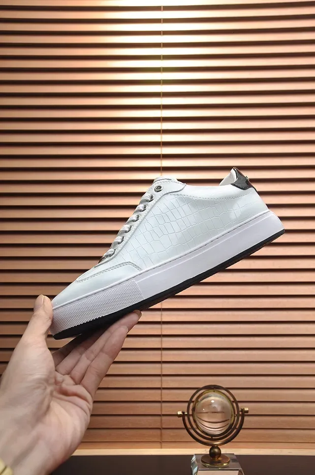 Philipp Plein White Croc-Embossed Leather Platform Lifestyle Sneaker 6
