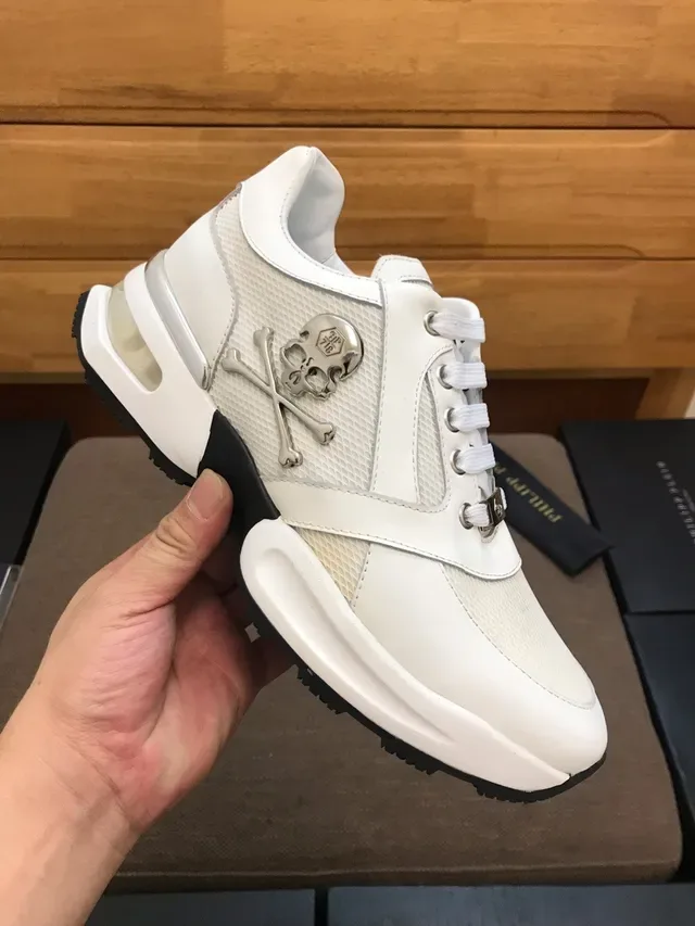 Philipp Plein White Leather-and-Mesh Lifestyle Sneakers 3