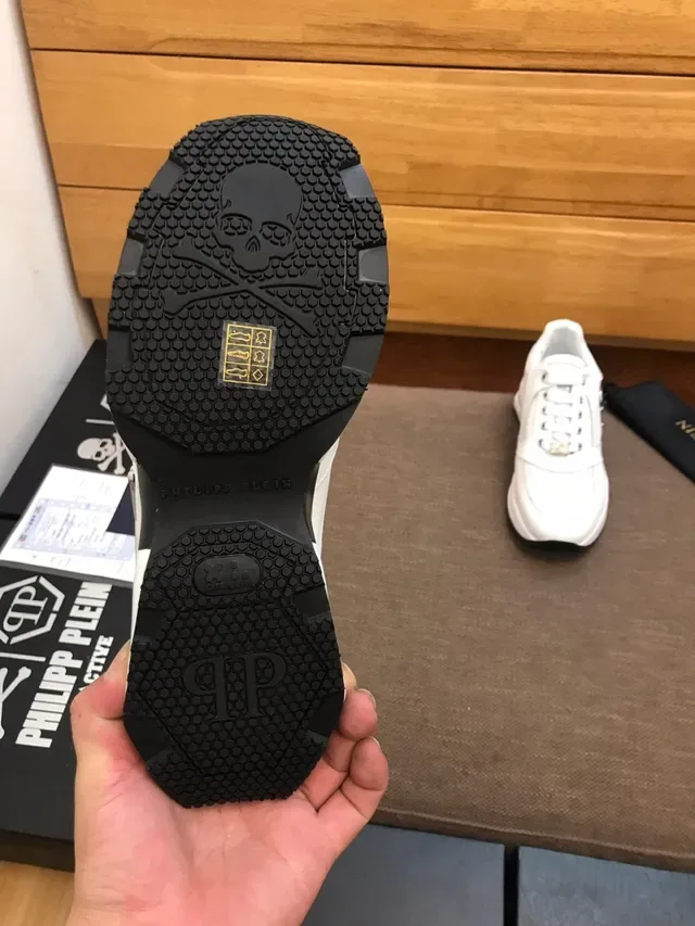 Philipp Plein White Leather-and-Mesh Lifestyle Sneakers 4
