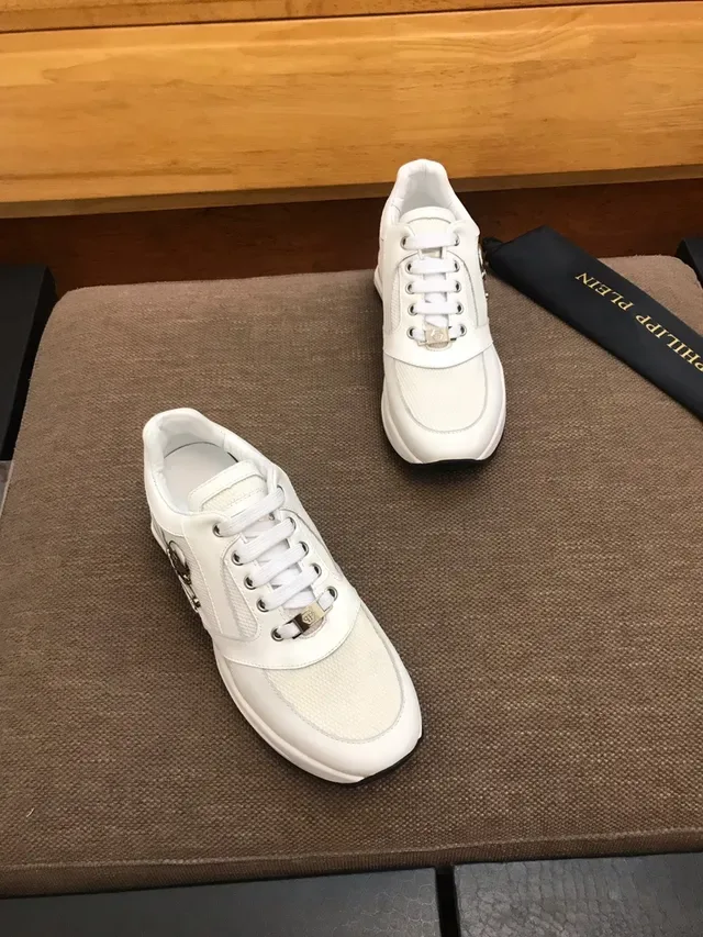 Philipp Plein White Leather-and-Mesh Lifestyle Sneakers 5