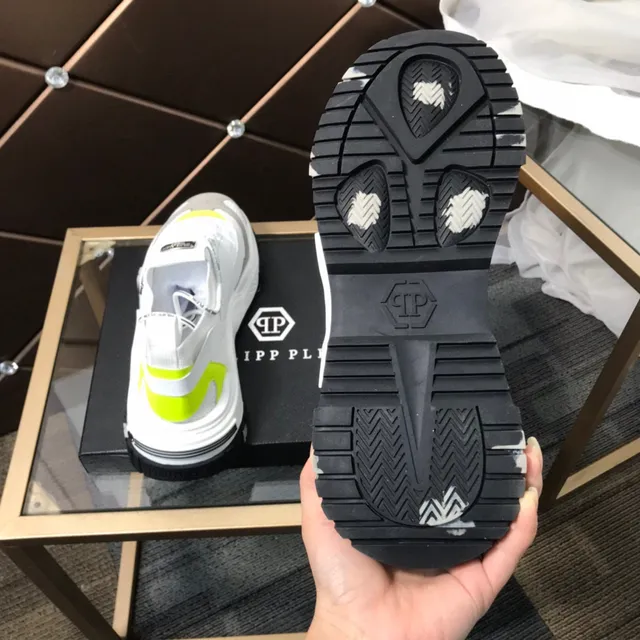 Philipp Plein White Yellow Sole Laceless Strap Closure Chunky Sneakers 4