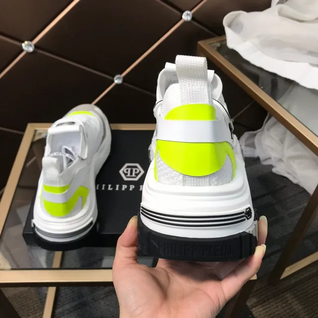Philipp Plein White Yellow Sole Laceless Strap Closure Chunky Sneakers 5