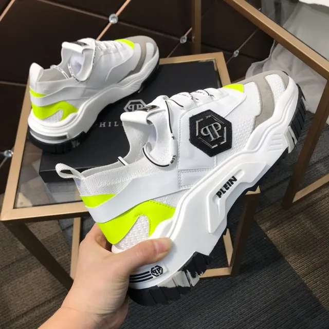 Philipp Plein White Yellow Sole Laceless Strap Closure Chunky Sneakers 6