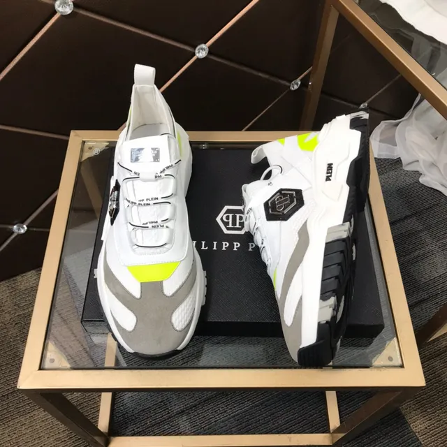Philipp Plein White Yellow Sole Laceless Strap Closure Chunky Sneakers 7