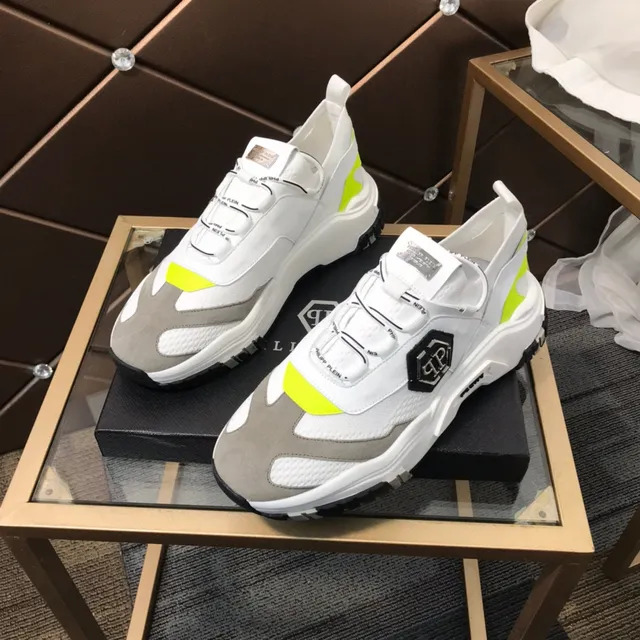 Philipp Plein White Yellow Sole Laceless Strap Closure Chunky Sneakers 8