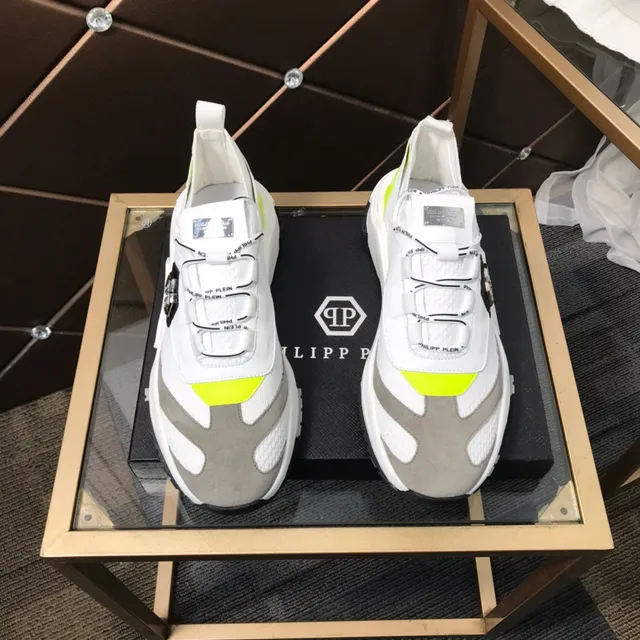 Philipp Plein White Yellow Sole Laceless Strap Closure Chunky Sneakers 9