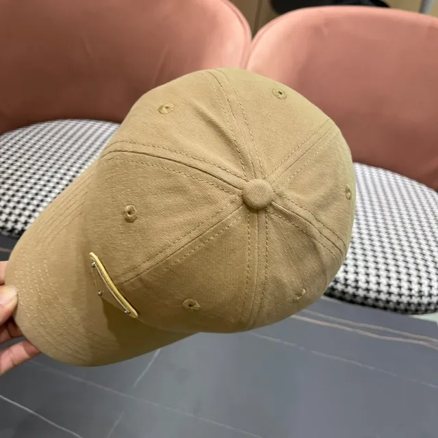 Prada Beige Gold Structured Six-Panel Metal Logo Plaque Baseball Cap 7