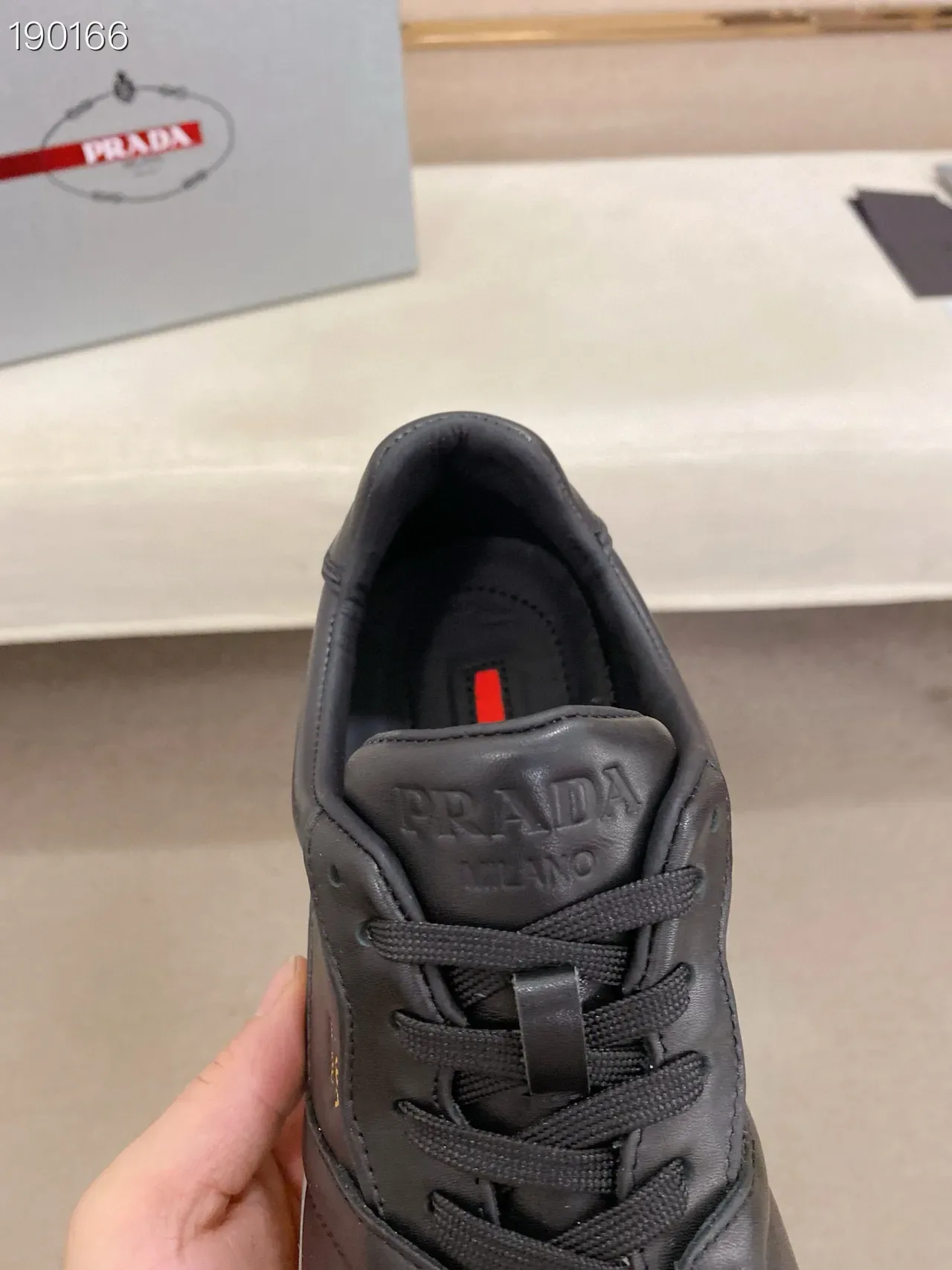 Prada Black Paneled Leather Lifestyle Sneakers 8