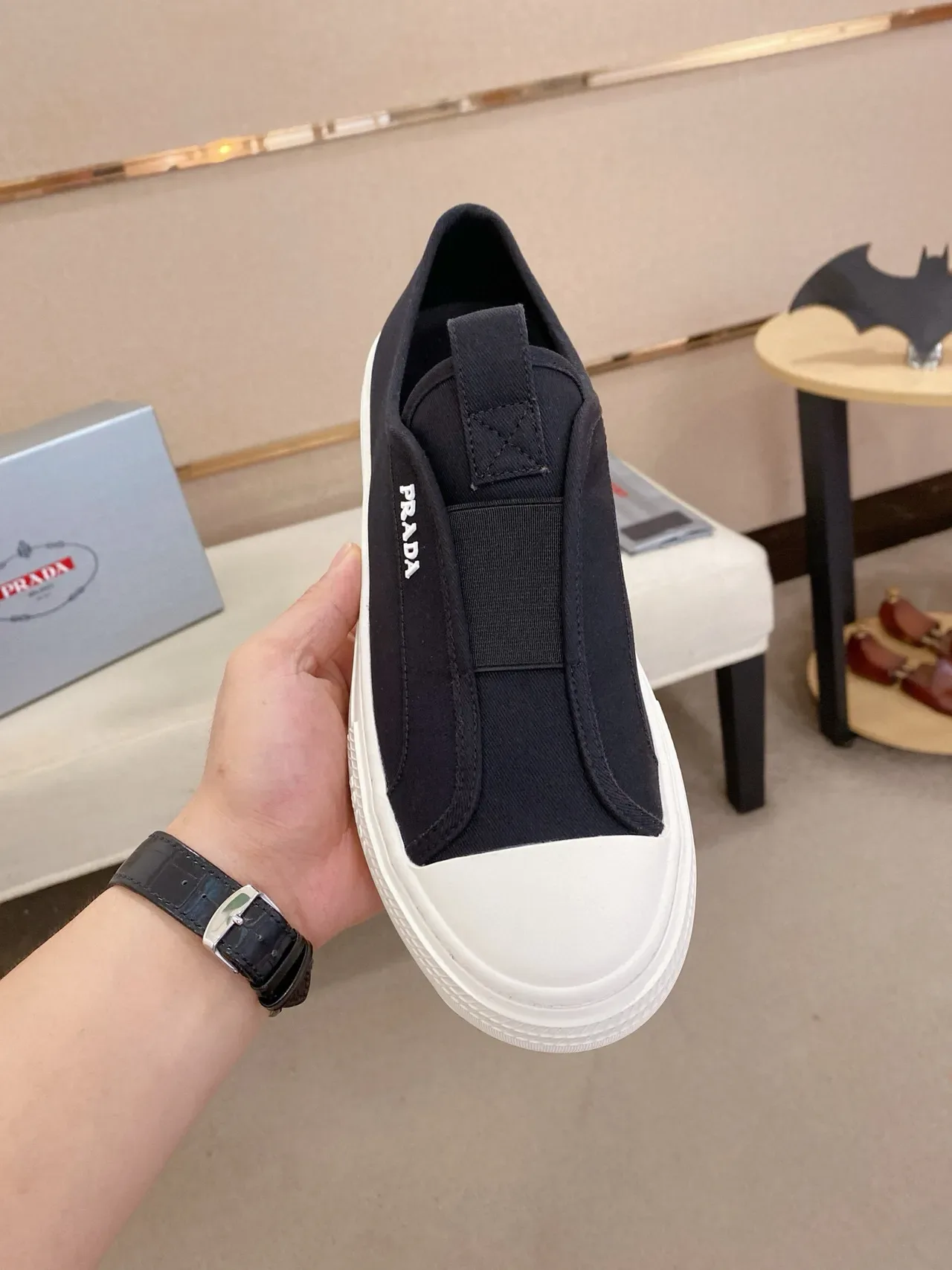 Prada Cloudbust Chaussures Lifestyle Noir et Blanc Slip-On 3