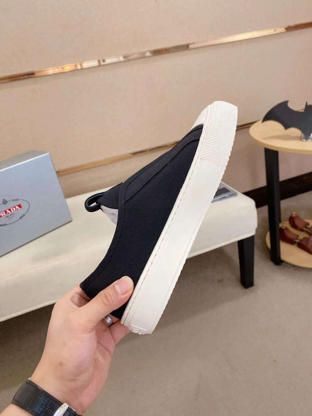 Prada Cloudbust Chaussures Lifestyle Noir et Blanc Slip-On 6