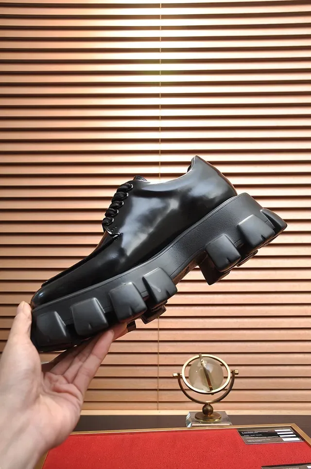 Prada Cloudbust Black Glossy Leather Oxford Shoes 6