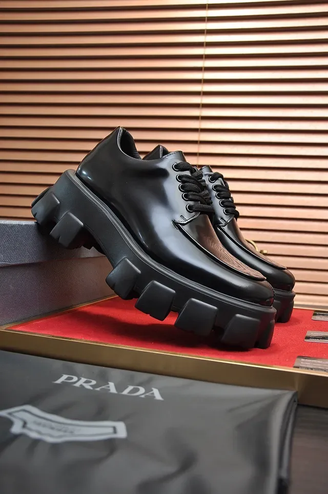 Prada Cloudbust Black Glossy Leather Oxford Shoes 8