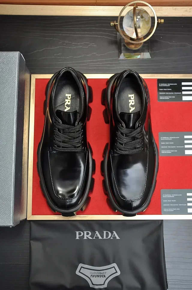 Prada Cloudbust Black Glossy Leather Oxford Shoes 9