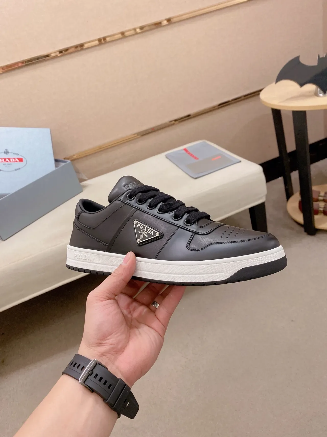 Prada Cloudbust Black Leather Lifestyle Sneakers 4