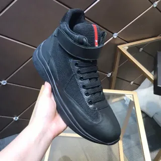 Prada Cloudbust Sneaker Lifestyle Preto de Malha e Couro High-Top