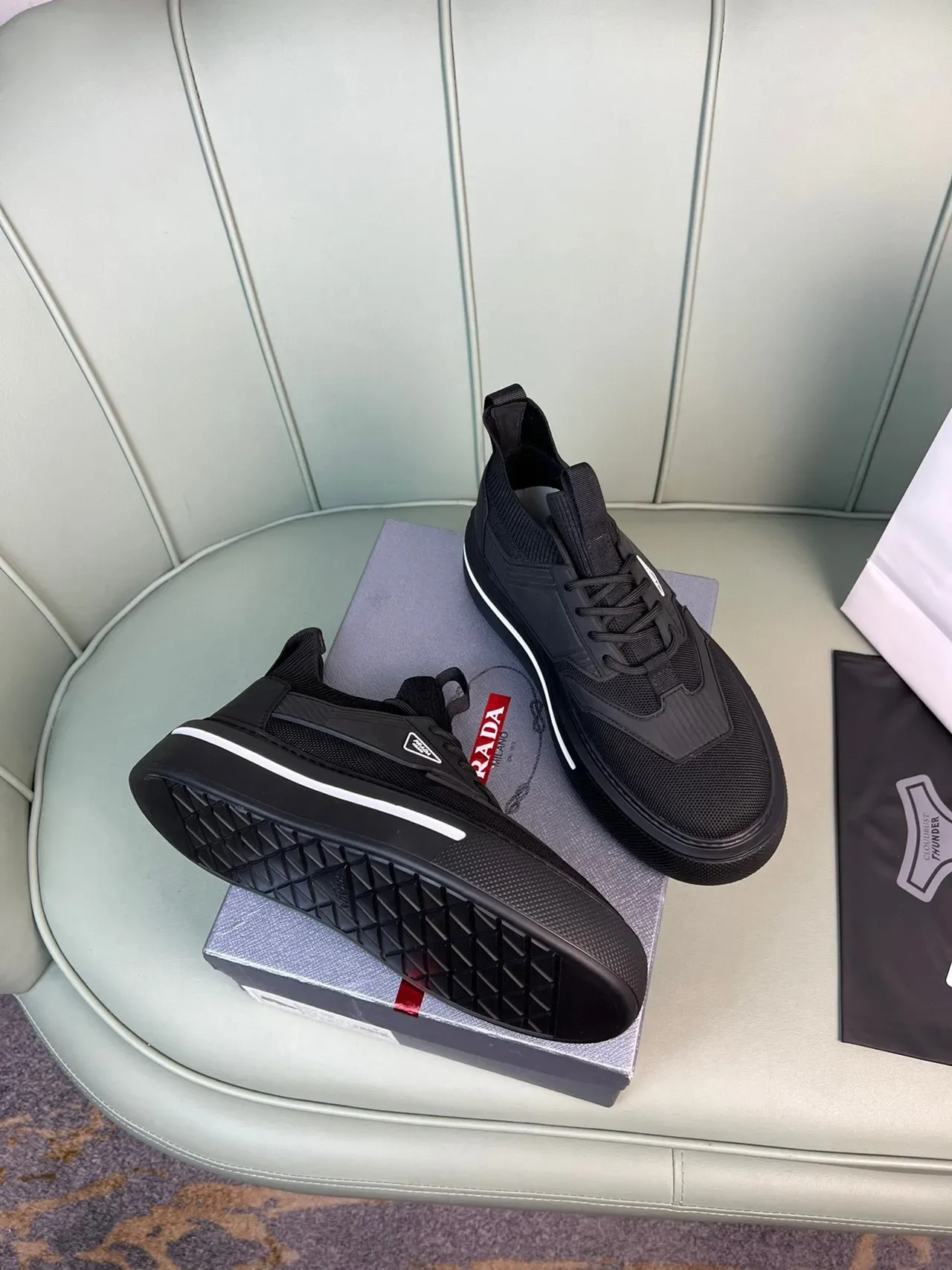 Prada Cloudbust Negros Malla Tejida Lifestyle Sneakers 5