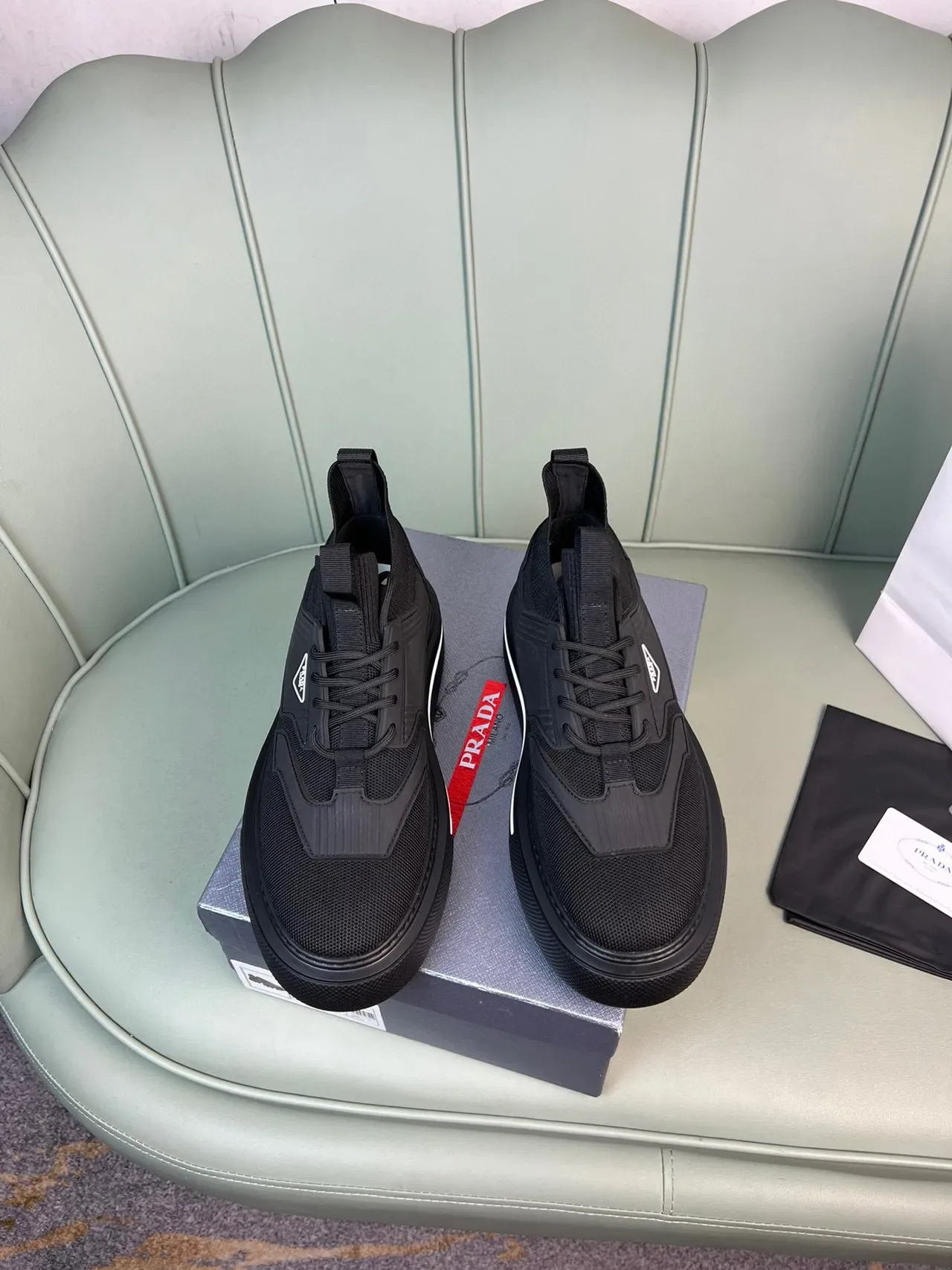 Prada Cloudbust Negros Malla Tejida Lifestyle Sneakers 7