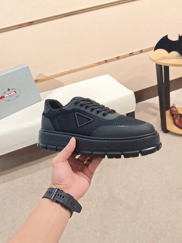 Prada Cloudbust Black Mesh Upper Embossed Triangle Logo Chunky Sneakers 5