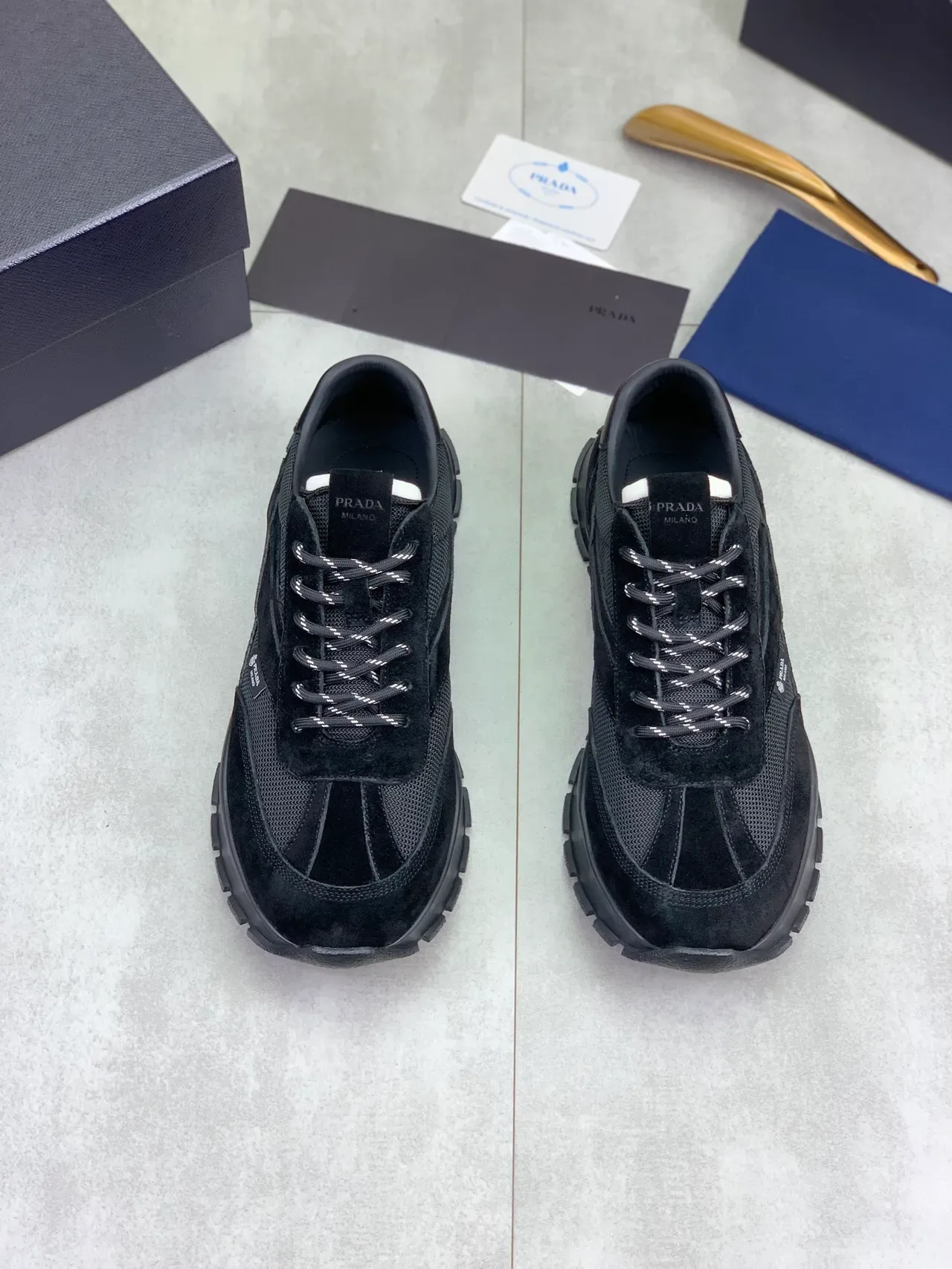 Prada Cloudbust Black Silver Mixed-Material Upper Suede And Technical Mesh Lifestyle Sneakers 4