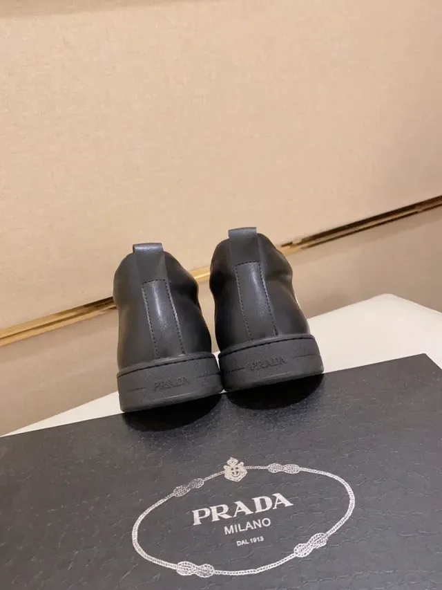 Prada Cloudbust Black Smooth Leather Laceless Slip-On Construction Lifestyle Sneakers 2