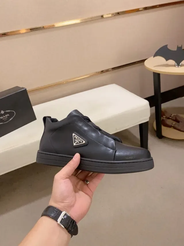 Prada Cloudbust Black Smooth Leather Laceless Slip-On Construction Lifestyle Sneakers 4