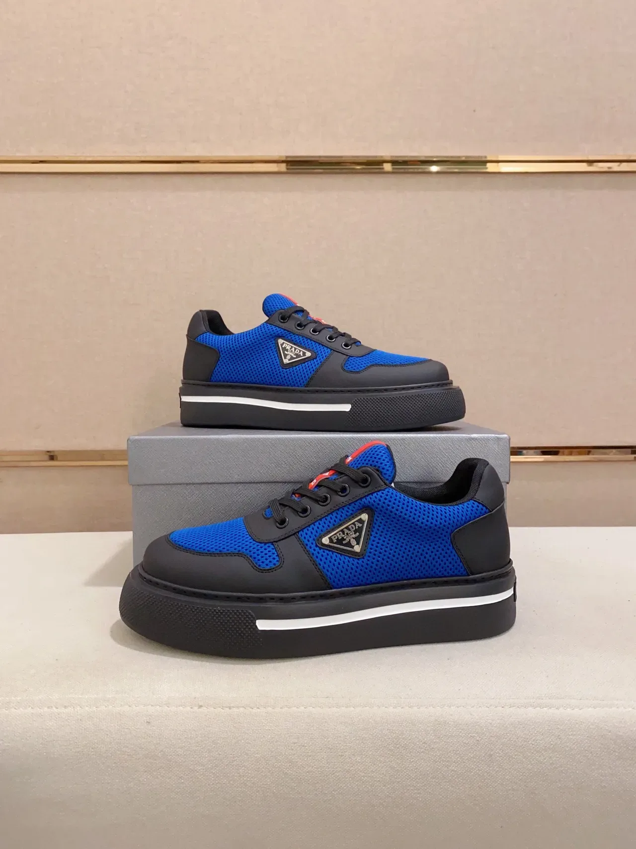 Prada Cloudbust Blue and Black Mesh Platform Lifestyle Sneakers 7