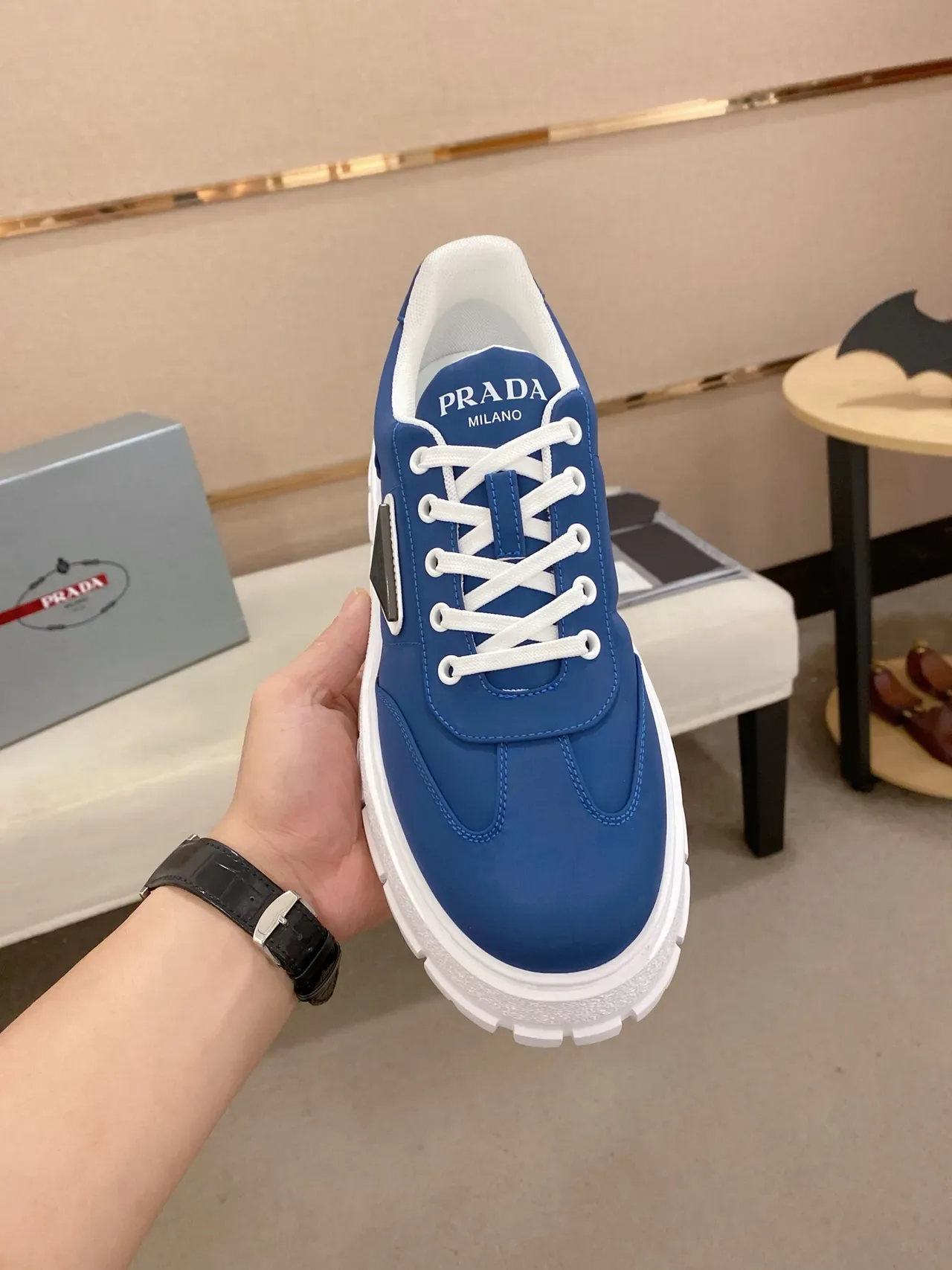 Prada Cloudbust Blue and White Lifestyle Sneakers 5