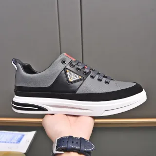 Prada Cloudbust Gray Black Mixed-Material Upper Triangular Logo Plaque Lifestyle Sneakers