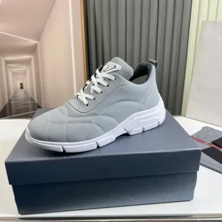 Prada Cloudbust Light Gray Quilted Chunky Sneakers