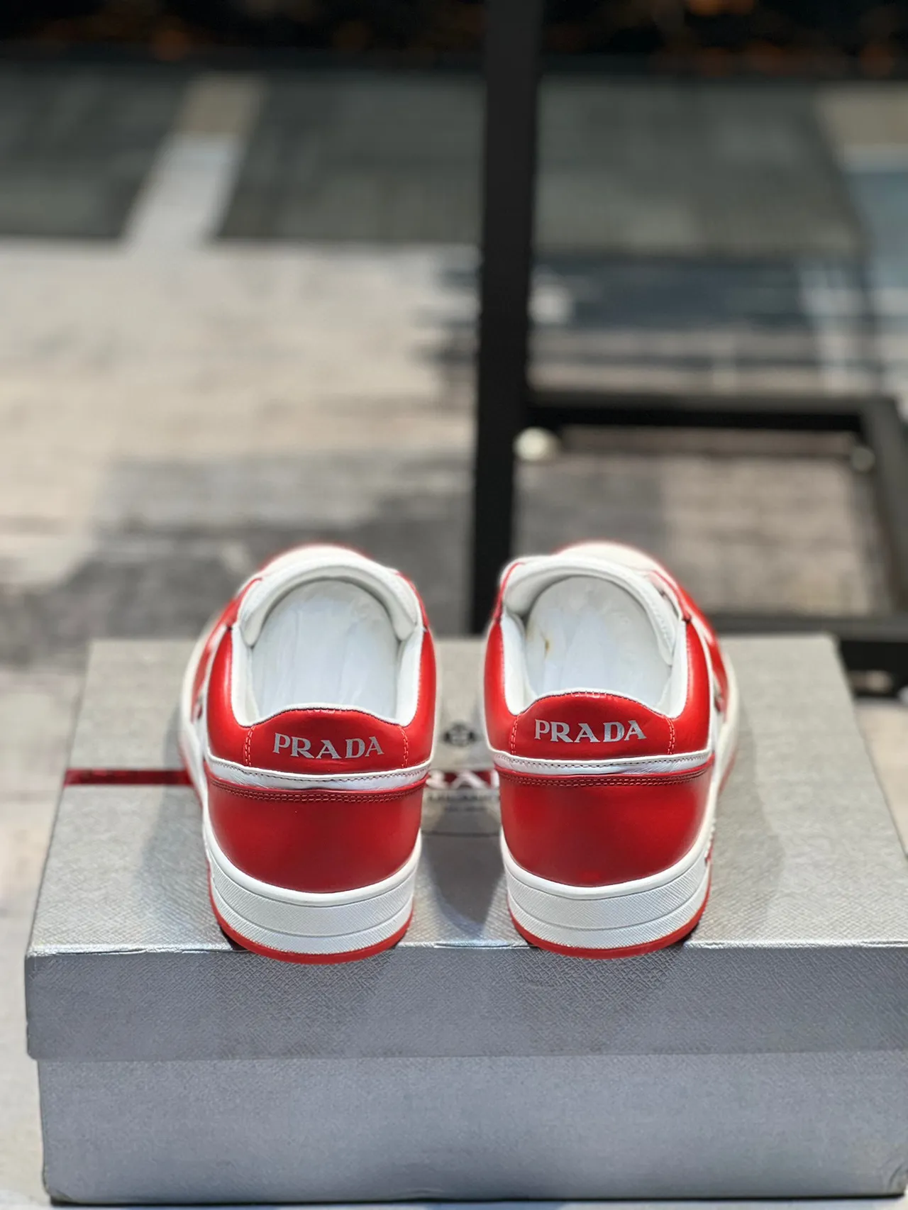 Prada Cloudbust Red and White Paneled Leather Lifestyle Sneakers 2
